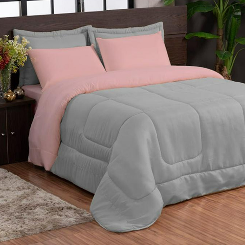 kit dupla face casal queen 5 peças amarelo com preto