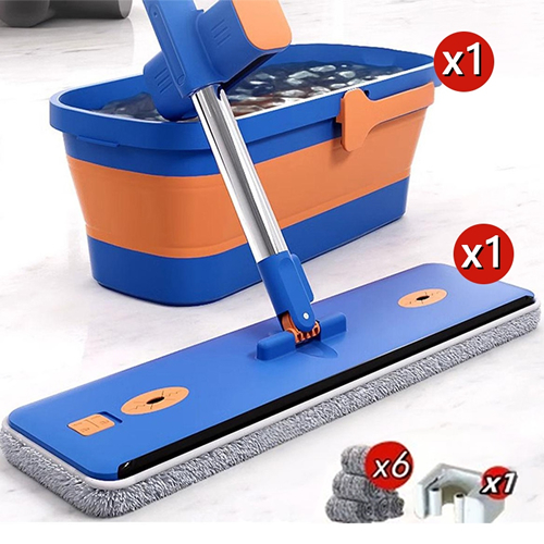 KIT 7 Conjunto De Esfregão E Balde Dobrável De Microfibra Com Raspador De Desaguamento -S10