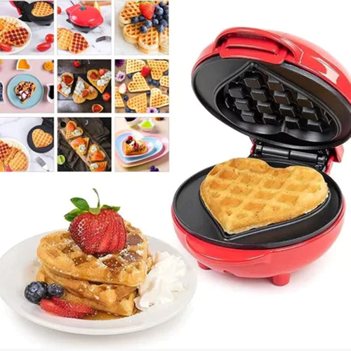 Mini Máquina De Waffle Multiuso Grill Portátil Antiaderente Forma de Coração Envio rápido 110v