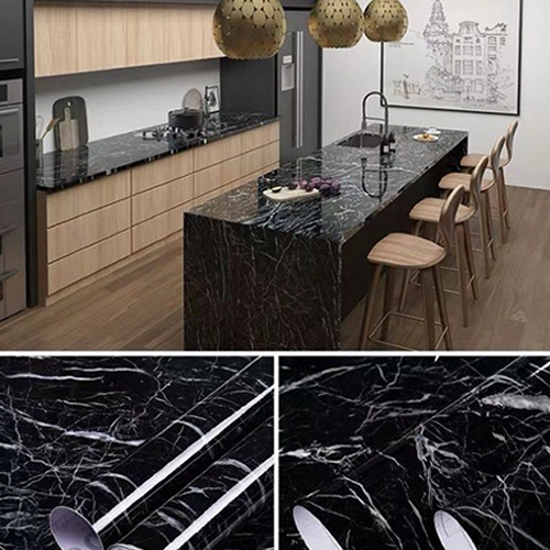 Papel de parede Adesivos para cozinha quarto Brilhante Lavável Mármore gelo 3M x60cm Resistente Agua