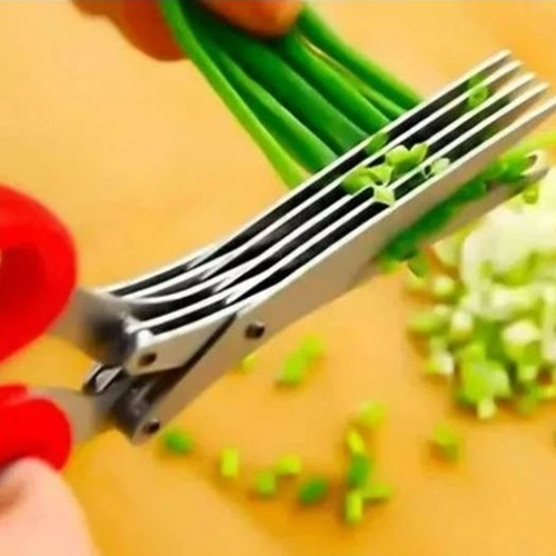 Tesoura cozinha cortar picar legumes ervas 5 laminas