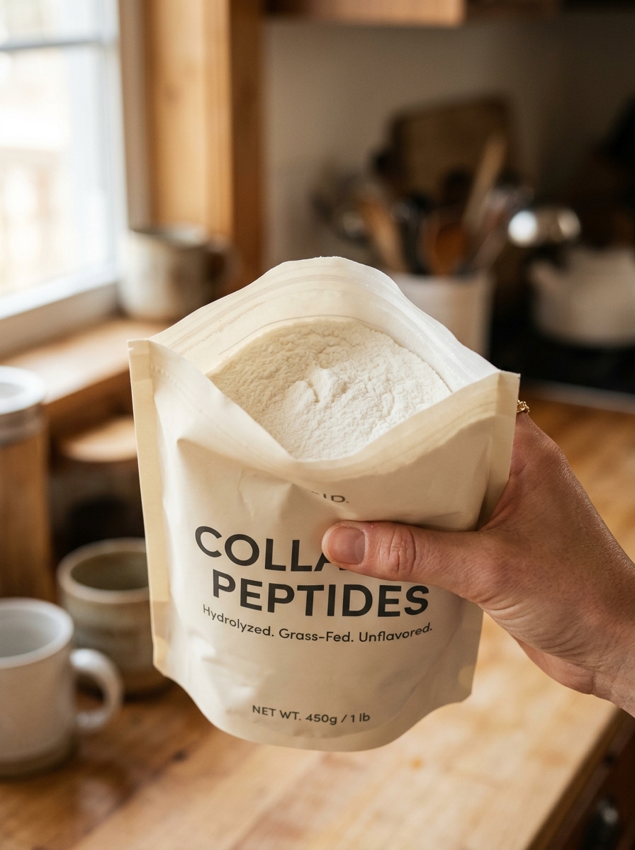 Leitura do rótulo de peptídeos de colágeno
