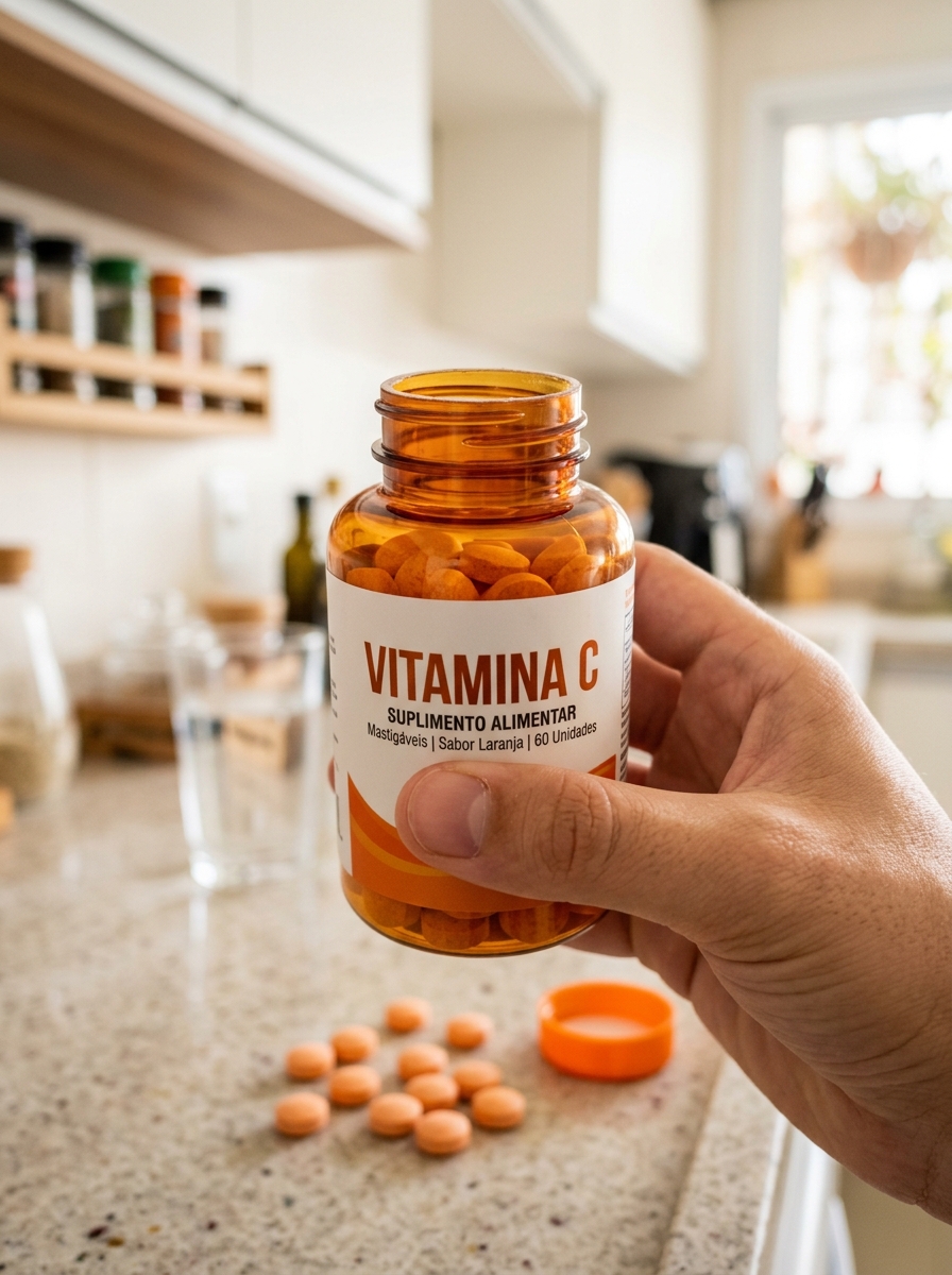 Leitura do rótulo de vitamina C