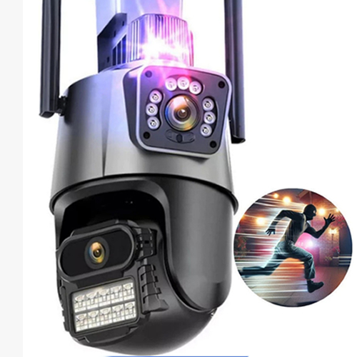 Camera Segurança Externa Lente Dupla 4k 6mp Sirene Policial, com sirene policia