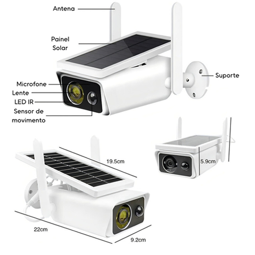 Câmera de Segurança Solar Wi-Fi 4MP Recarregável com Painel Solar + Proteção IP66