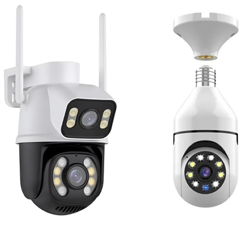 Câmera de Segurança Visão Noturna IP44 Câmera Externa Tela Dupla Visão Sensor Movimento IP66