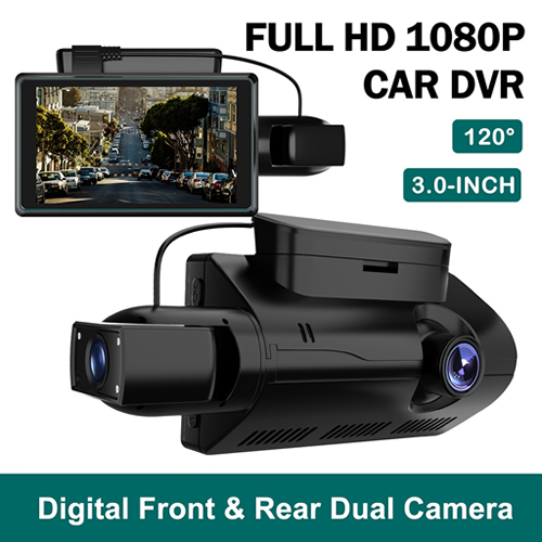 (24 Horas De Gravação) HD 1080 P De Lente Dupla Do Carro DVR Gravador Frontal E Câmera De Volta De Condução Suporta Até 128 Gb