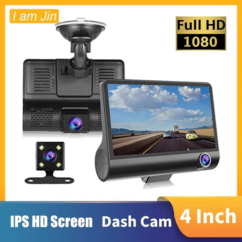 4 polegadas Caixa Preta DVR para Carro Dashcam Câmera de Painel Tela IPS HD 1080P Gravador de Vídeo de Lente Dupla Câmer