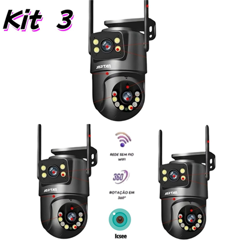 Kit Câmera De Segurança a Prova de água Lente Dupla APP Icsee IP66 Camera IP WiFi 360