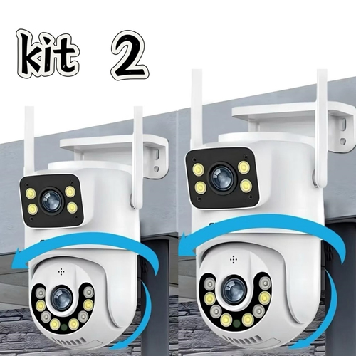 Kit Câmera De Segurança a Prova de água Lente Dupla APP Icsee IP66 Camera IP WiFi 360