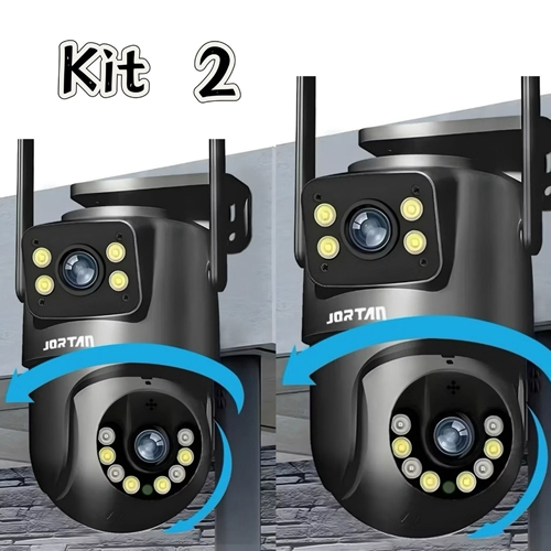 Kit Câmera De Segurança a Prova de água Lente Dupla APP Icsee IP66 Camera IP WiFi 360