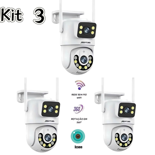 Kit Câmera De Segurança a Prova de água Lente Dupla APP Icsee IP66 Camera IP WiFi 360