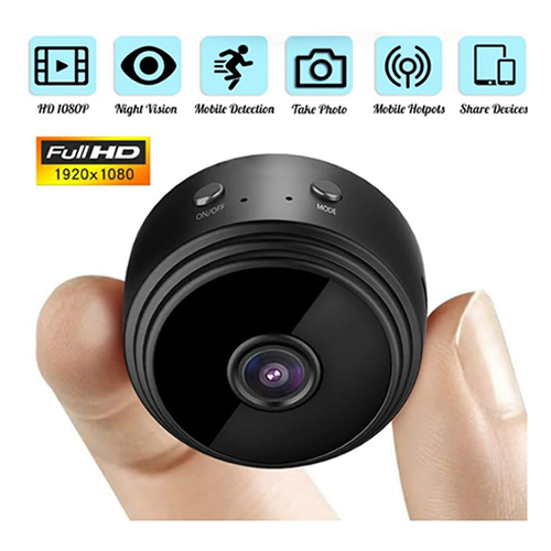 Mini Câmera Espiã WiFi 1080p De Segurança Magnética Sem Fio Casa Inteligente Bateria 150mAh De emergencia Suporta Cartão 128GB Base 360° Acessórios e Carregador USB