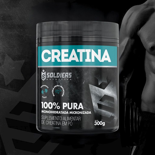 Creatina Monohidratada Pote 300g - 100% Pura Importada - Soldiers Nutrition
