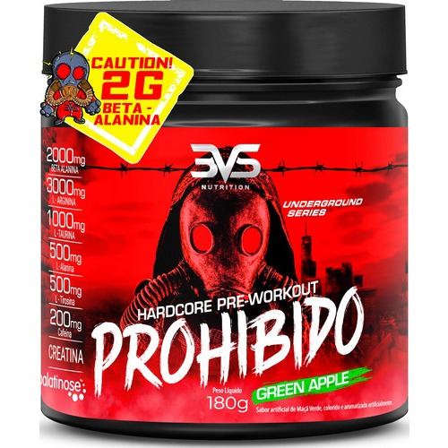 Pré Treino Prohibido 180g Com Fórmula Avançada Contendo Creatina, Beta Alanina, Taurina, L-tirosina, L-alanina, Cafeína